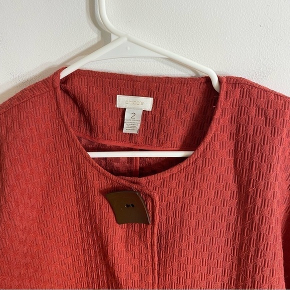 Chico’s Textured Wood Chunky Button Jacket Sz 2 Medium Cardigan Knit - Picture 4 of 5